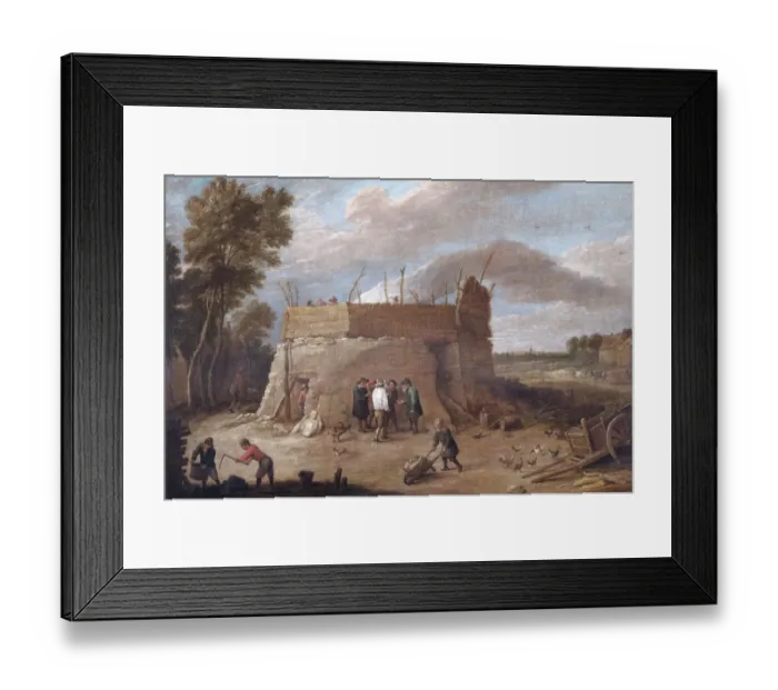 Framed Print : Teniers - A Lime-kiln with Figures N070547