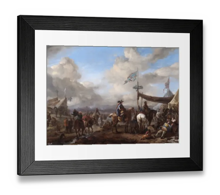 Framed Print : Wouwerman - Camp Scene with Bugler and Farriers Booth N070548