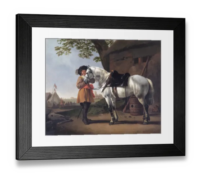 Framed Print : Calraet - A Cavalier with a Grey Horse N070467