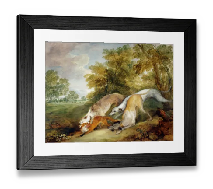 Framed Print : Gainsborough - Greyhounds coursing a Fox J920623