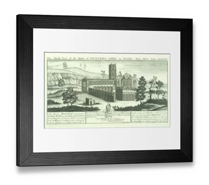 Framed Print : Fountains Abbey engraving N070733