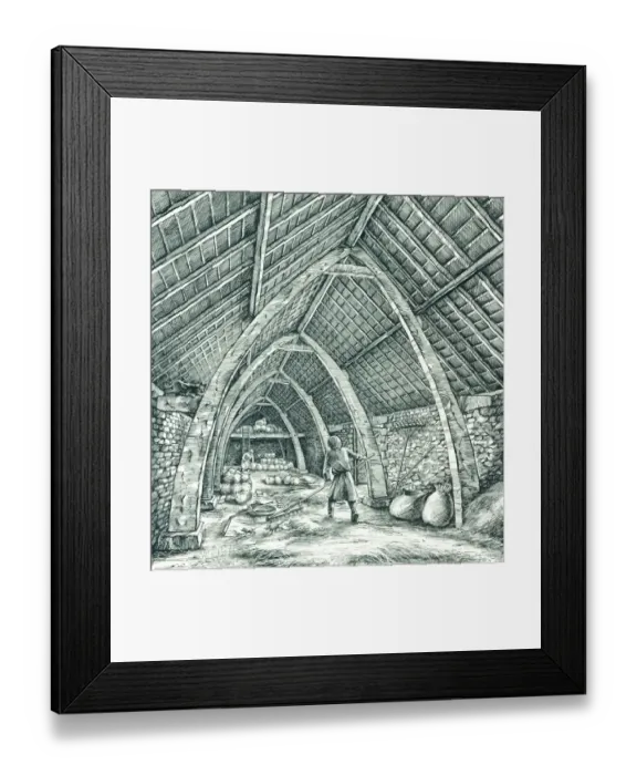 Framed Print : Medieval barn N090118