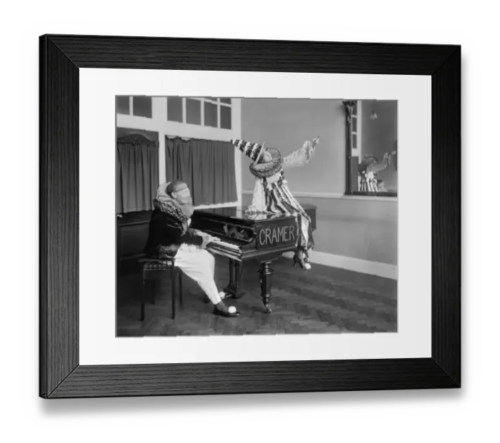 Framed Print : Pierrot clowns and piano BL23789