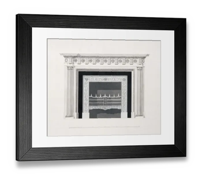 Framed Print : Audley End House. Library fireplace K960860