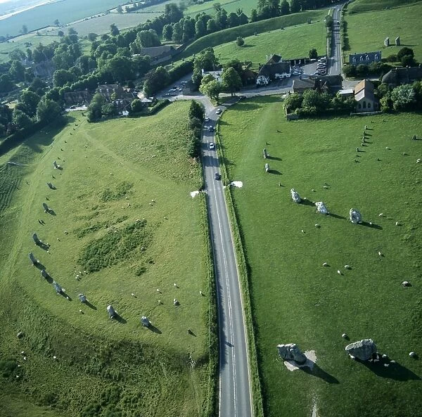 Avebury K040334. AVEBURY, Wiltshire. Aerial view of the site looking north west
