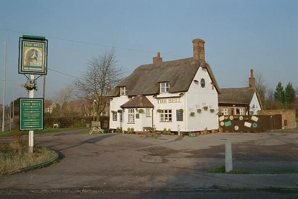 The Bell. Timber-framed public house in Bedfordshire. IoE 36696