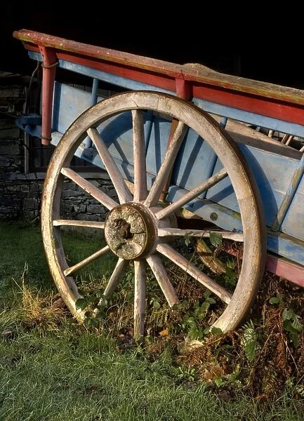 Cart wheel N080025. STOTT PARK BOBBIN MILL, Cumbria. Detail of carts wheel