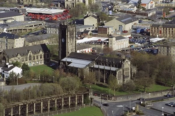 Church of St John. Aerial view of the grade I listed church