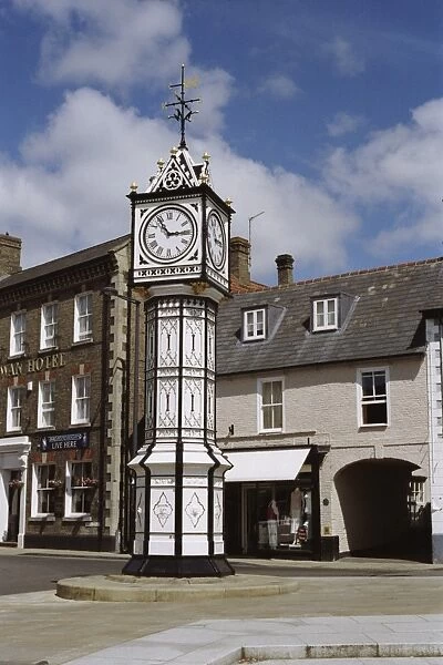 Clock Tower. Gothic cast iron clock tower located in Downham Market, Norfolk IoE 221149