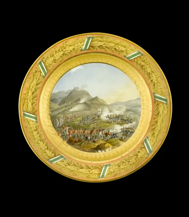 Framed Print : Dessert plate depicting the Battle of Fuentes d Onoro N081119 Framed Print : Dessert plate depicting the Battle of Fuentes d Onoro N081119