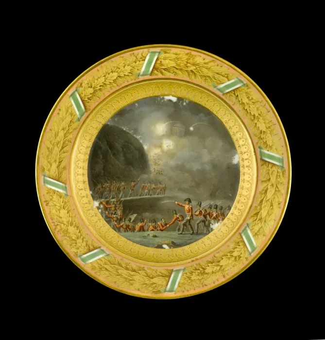 Framed Print : Dessert plate depicting the Storming of Ciudad Rodrigo N081120 Framed Print : Dessert plate depicting the Storming of Ciudad Rodrigo N081120
