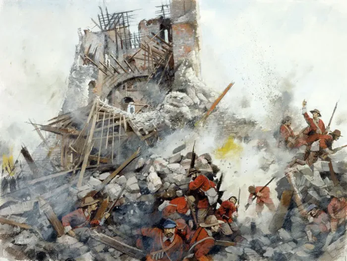 Framed Print : Destruction of the Keep, Civil War, Scarborough Castle J000085