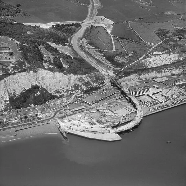 Dover EAW317159. Construction of the A2 elevated road section above Eastern Docks