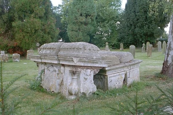 Tombs. Group of 3 C17 Bale Tombs, St Lawrences Church, Bourton on the Water. IoE 126453