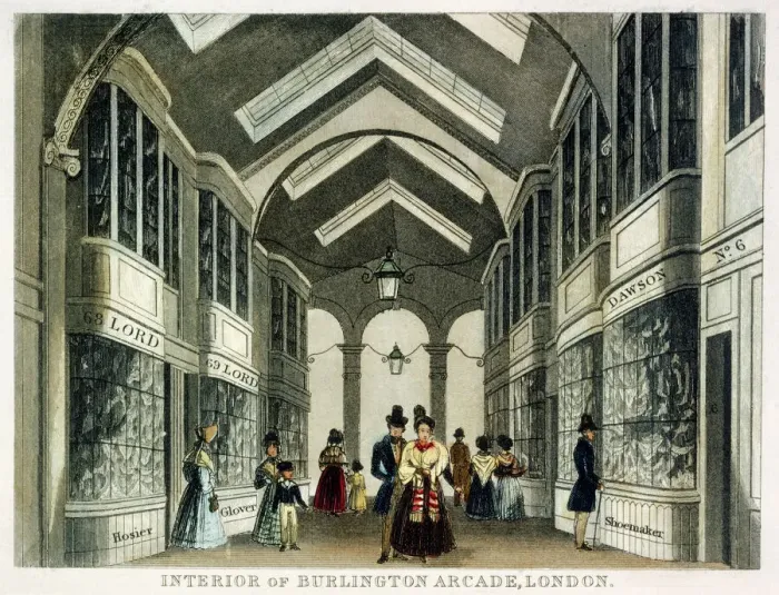 Framed Print : Interior of Burlington Arcade, London c. 1830 J000146