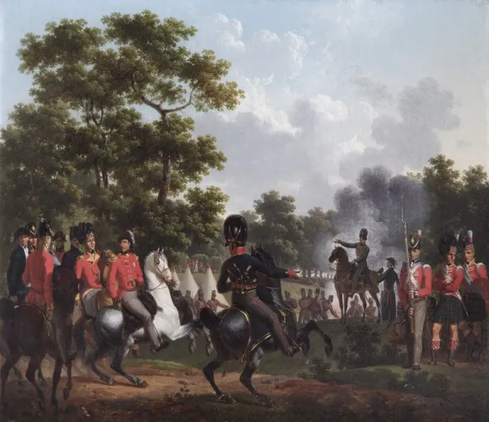Framed Print : Lecomte - Duke of Wellington visiting outposts at Soignes N070534