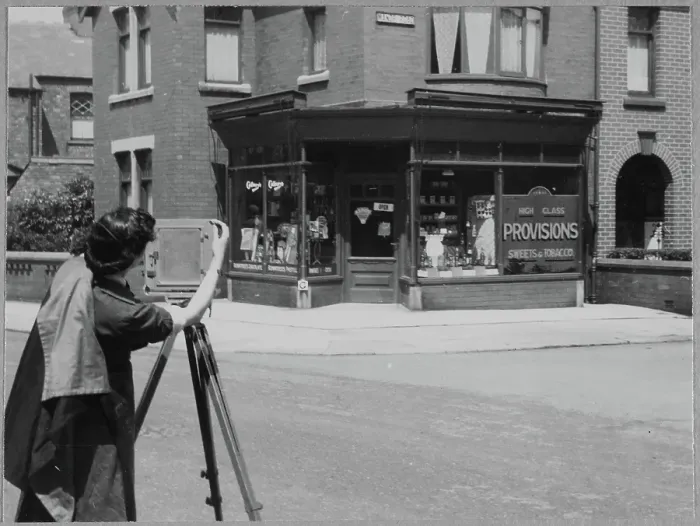 Framed Print : Member of the Women's Auxiliary Air Force (WAAF) practising exterior building photography chp01_07_01_039