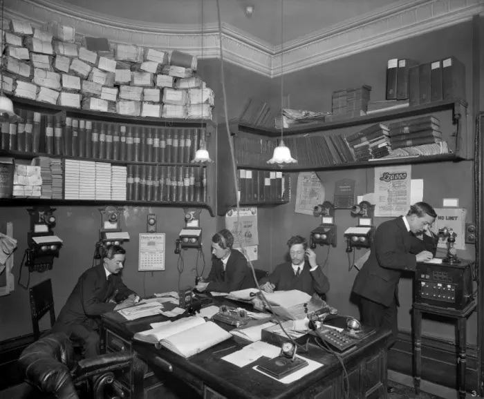 Framed Print : Office work. D M Gant, turf accountant BL_20490_03