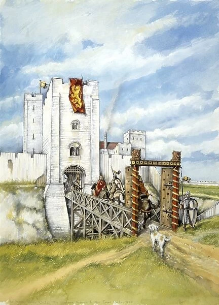 Old Sarum J030104. OLD SARUM, Wiltshire. Reconstruction drawing of the