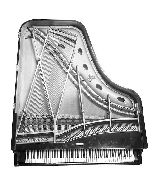 Piano BL16778. An overhead view of an Erard grand piano showing the strings and keyboard