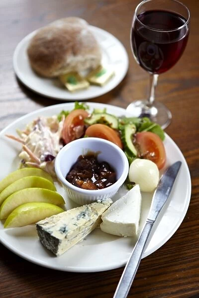 Ploughmans lunch with a glass of wine N100332