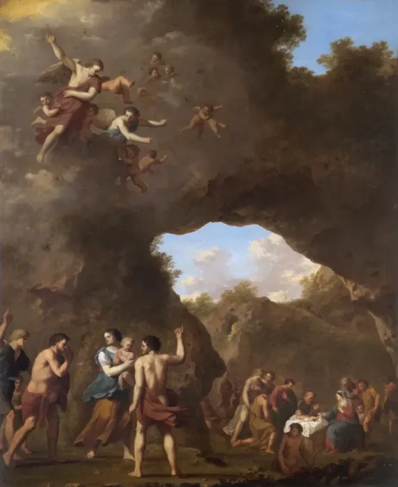Framed Print : Poelenburgh - Angels guiding Shepherds to the Nativity N070552 Framed Print : Poelenburgh - Angels guiding Shepherds to the Nativity N070552