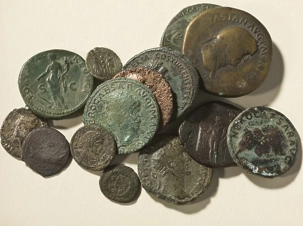 Roman coins N120023. RICHBOROUGH ROMAN FORT, Kent. Collection of coins found on site