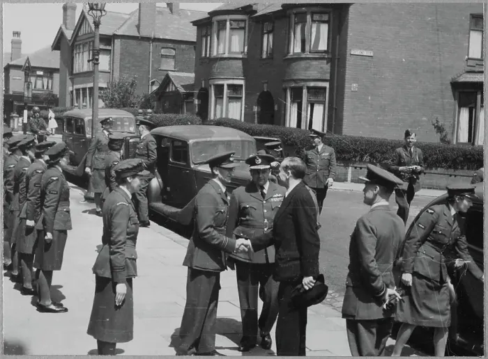 Framed Print : The Secretary of State for Air, Sir Archibald Sinclair, greeting personnel chp01_07_01_084 Framed Print : The Secretary of State for Air, Sir Archibald Sinclair, greeting personnel chp01_07_01_084