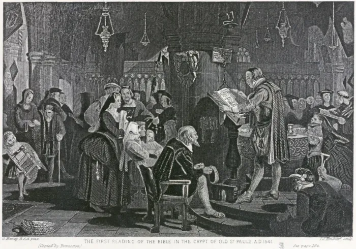 Framed Print : St Pauls Cathedral. First bible reading in the Crypt N110246