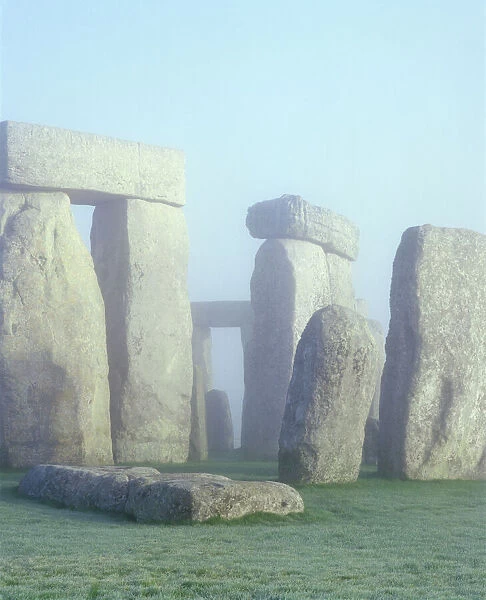 Stonehenge K021116. STONEHENGE, Wiltshire. Misty detail view from the South