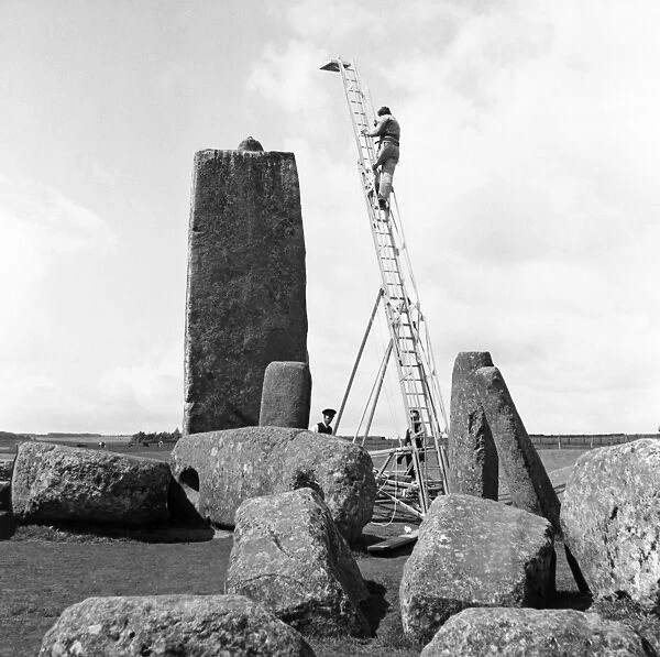 Stonehenge showing photographers ladder in 1954 P50803