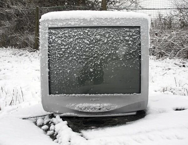 Terminal DP087397. Snow covered computer monitor