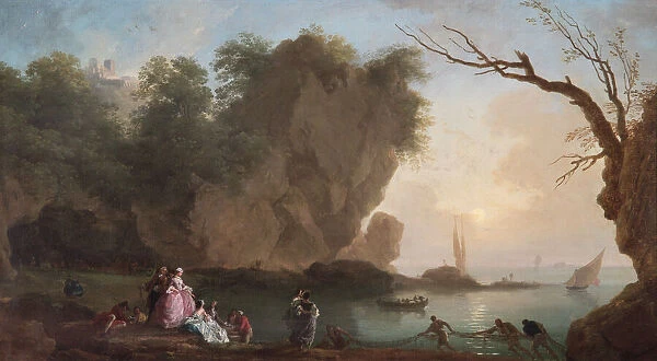 Vernet - Sunset: View over a Bay with Figures N070601