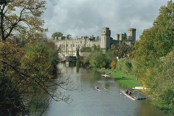 Warwick Castle. Grade I listed castle with the River Avon in the foreground. IoE 307361