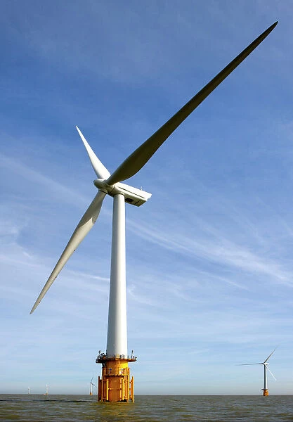 Wind farm N090477. WIND TURBINES, Kent. Detailed view of two wind turbines