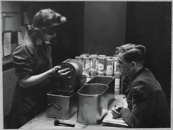 Framed Print : A Women's Auxiliary Air Force (WAAF) trainee handling a roll of photographic film chp01_07_01_059 Framed Print : A Women's Auxiliary Air Force (WAAF) trainee handling a roll of photographic film chp01_07_01_059