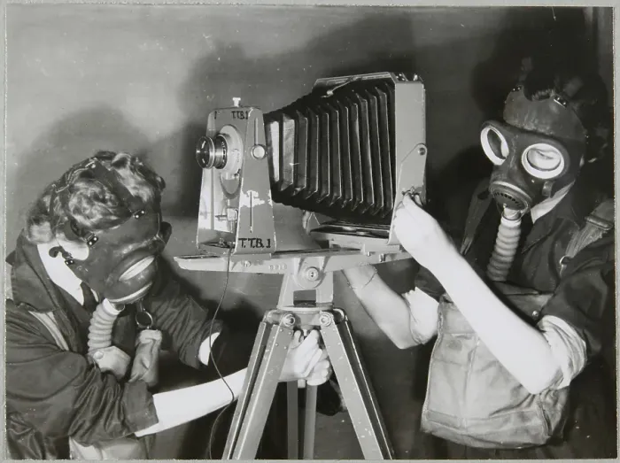 Framed Print : Two Women's Auxiliary Air Force (WAAF) trainees practising photography chp01_07_01_042 Framed Print : Two Women's Auxiliary Air Force (WAAF) trainees practising photography chp01_07_01_042