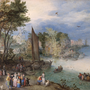 Brueghel - River Scene with Boats and Figures N070539