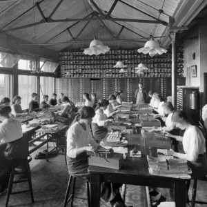 Print of a Comptometer Room Interior, 1914 Print of a Comptometer Room Interior, 1914
