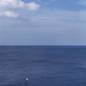 Flag, buoy, sea, sky OP13135