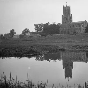 Fotheringhay Church Print, a south-facing view across the River Nene