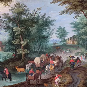 Gysels - Landscape with Figures Crossing a Brook N070537