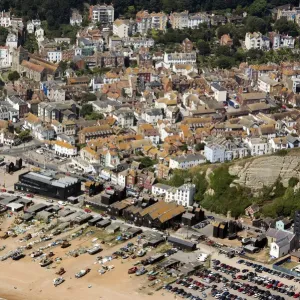 Hastings Print: Aerial View of Hastings from the Stade Hastings Print: Aerial View of Hastings from the Stade
