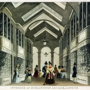 Print of Burlington Arcade interior, London c. 1830 Engraving Print of Burlington Arcade interior, London c. 1830 Engraving