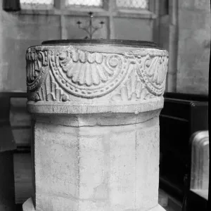 Romanesque Font Print: 12th Century St Edmunds Church Baptismal Basin