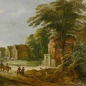 Travellers Passing Through a Village N020004