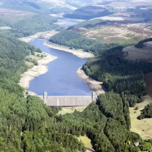 Upper Derwent Reservoir Print - Aerial View of Dam and Water Supply