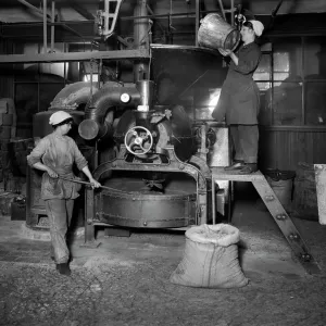 Print of Two Women Filling Sirocco Roaster with Coffee Beans, 1918