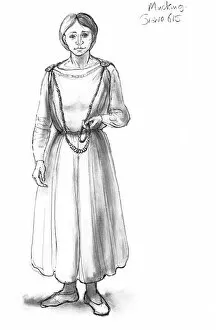 People in the Past Illustrations Collection: Anglo-Saxon woman N090543