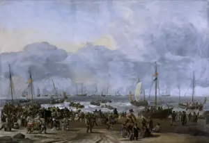 Dutch Prints: Bakhuizen - Landing of William of Orange at Scheveningen K040873